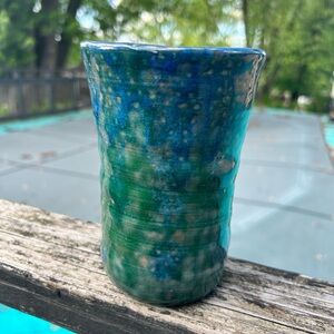 Handcrafted Blue and Green Ceramic Vases- Set Of 2